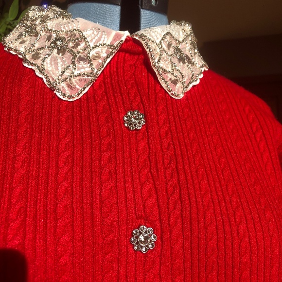 Adrianna Papell NWT Size L Long Sleeve Cardigan Style in Haute Red - Picture 4 of 11